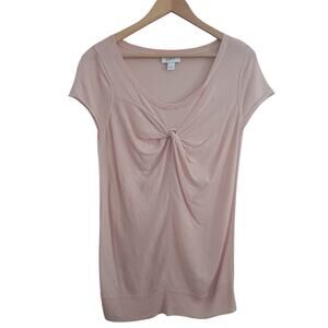 Ann Taylor LOFT Blush Pink Wool Blend Short Sleeve Blouse Size L